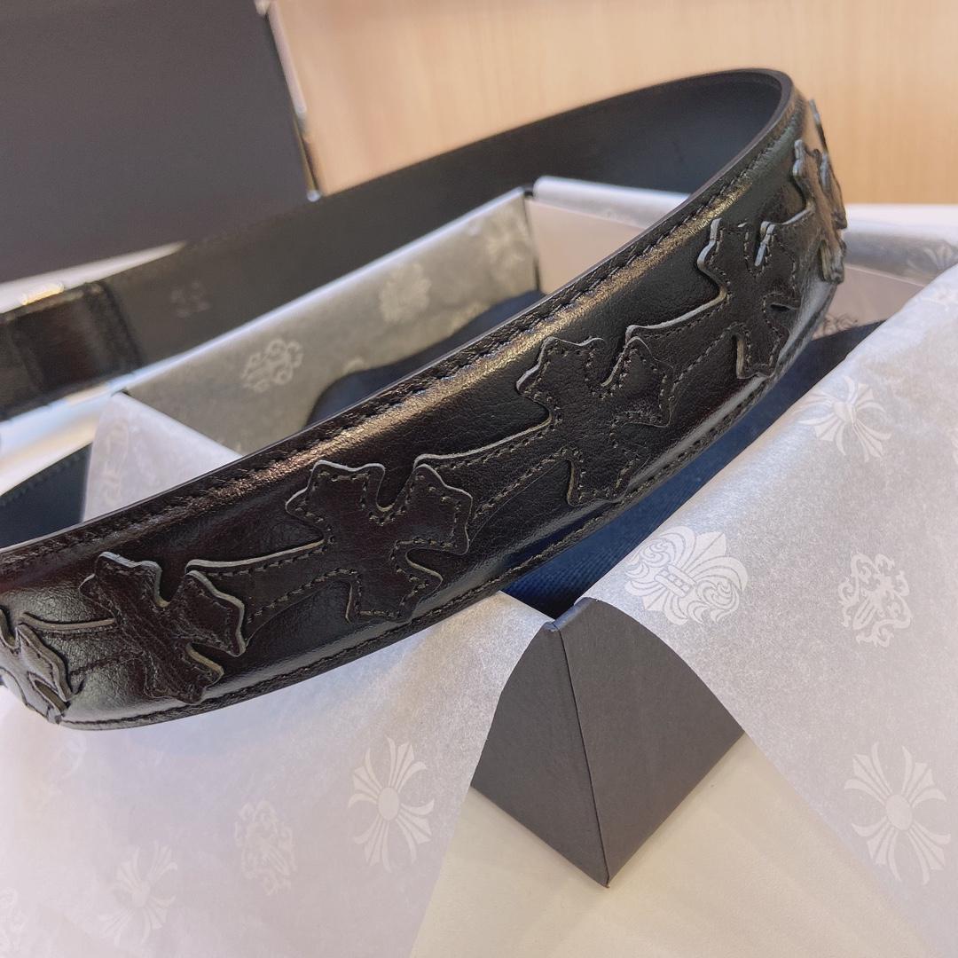 Chrome Hearts Leather Belt    3.8cm - FashionPlug