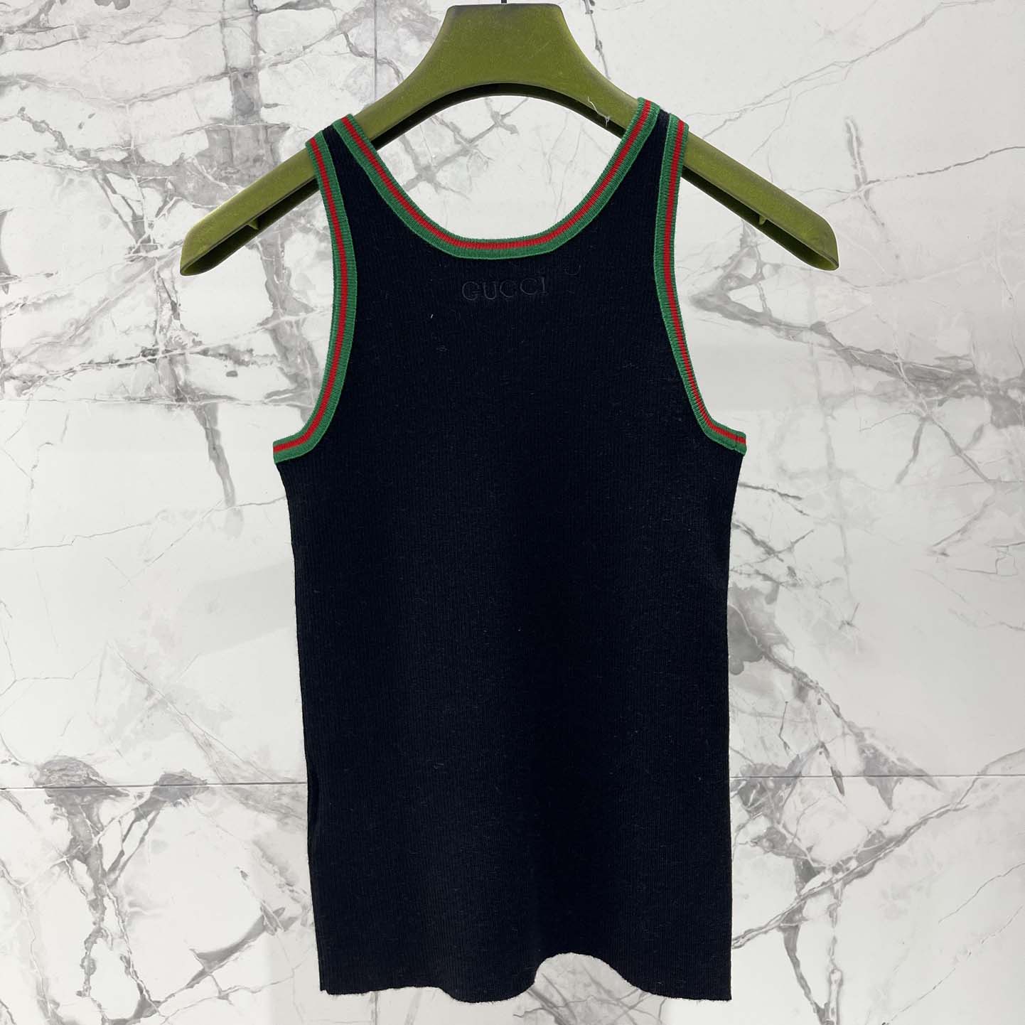 Gucci Cotton Rib Tank Top With Web - FashionPlug