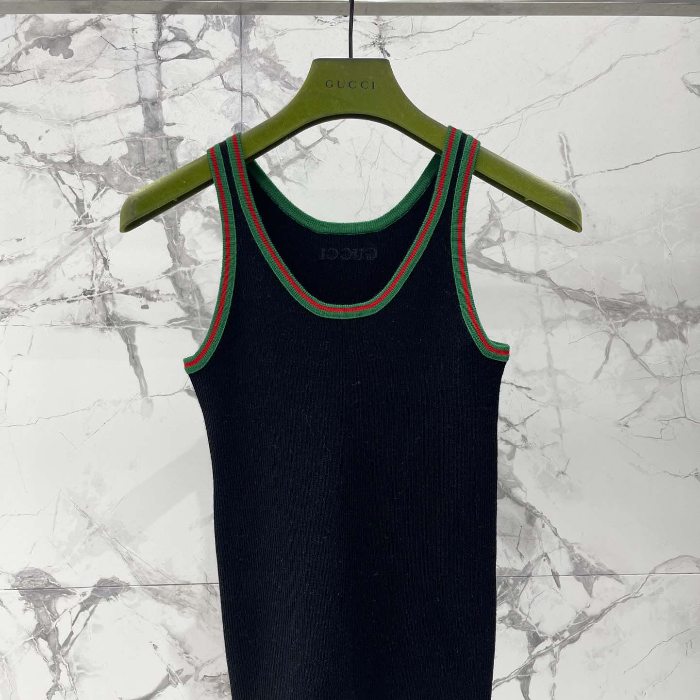 Gucci Cotton Rib Tank Top With Web - FashionPlug