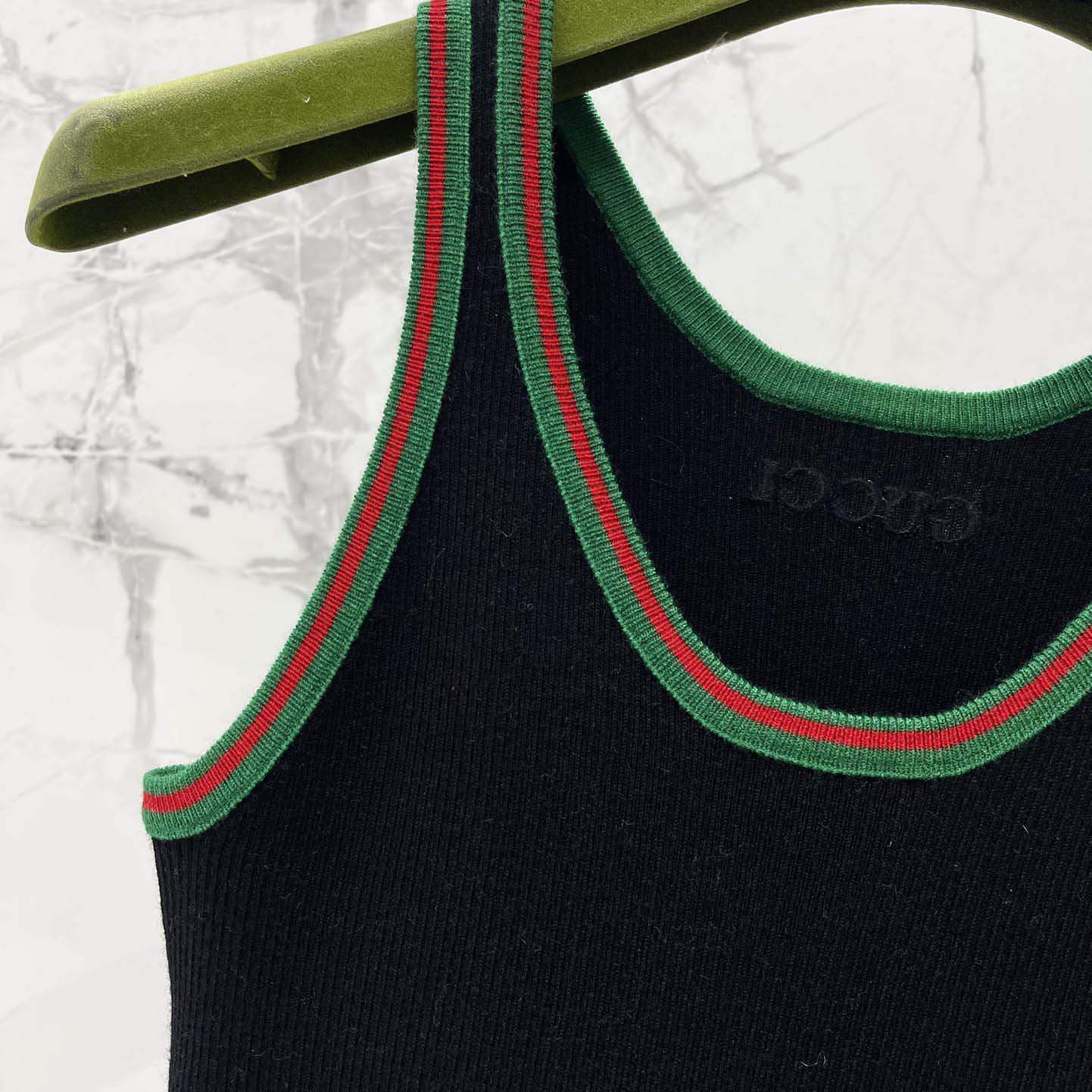 Gucci Cotton Rib Tank Top With Web - FashionPlug