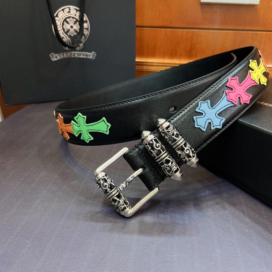 Chrome Hearts Leather Belt    3.8cm - FashionPlug