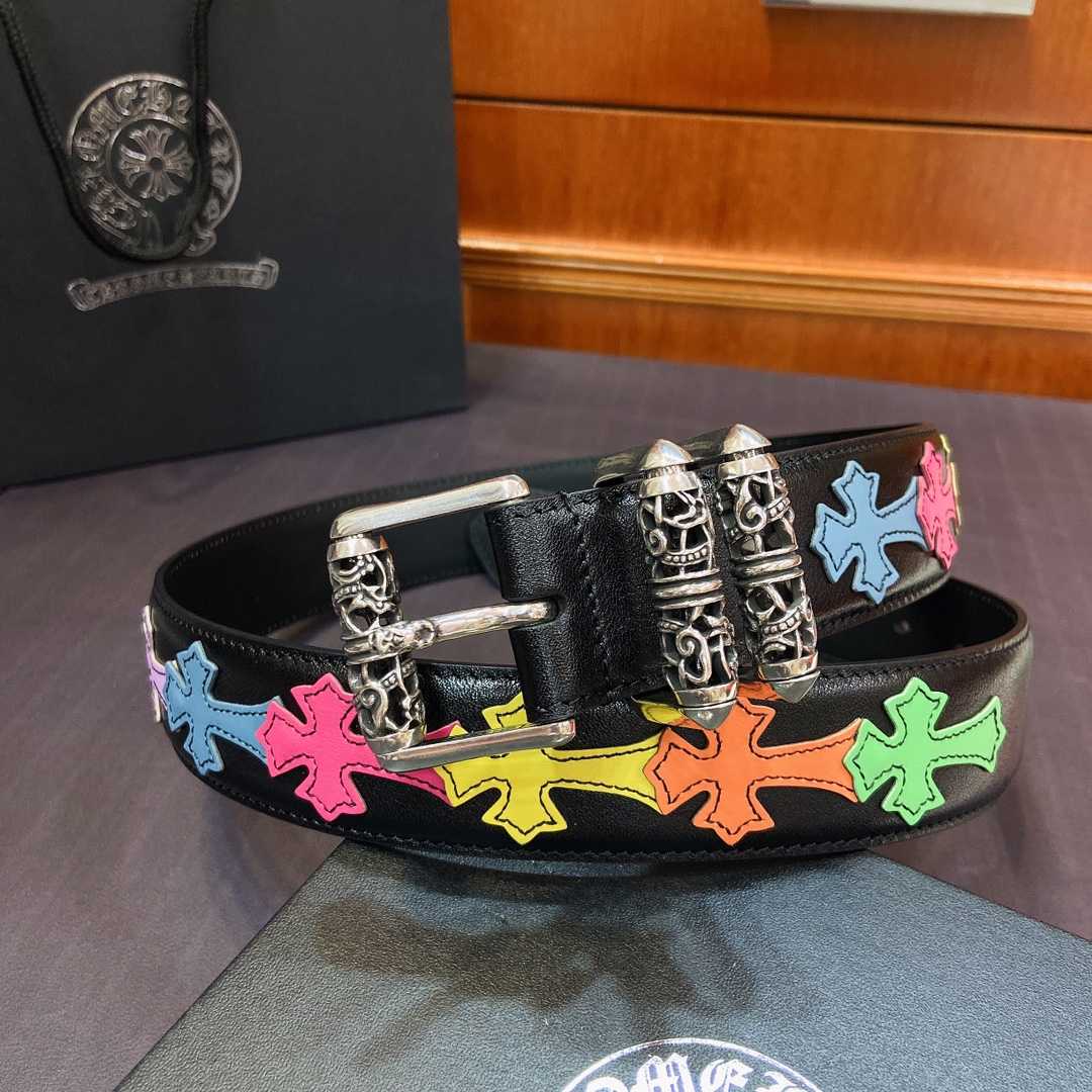 Chrome Hearts Leather Belt    3.8cm - FashionPlug