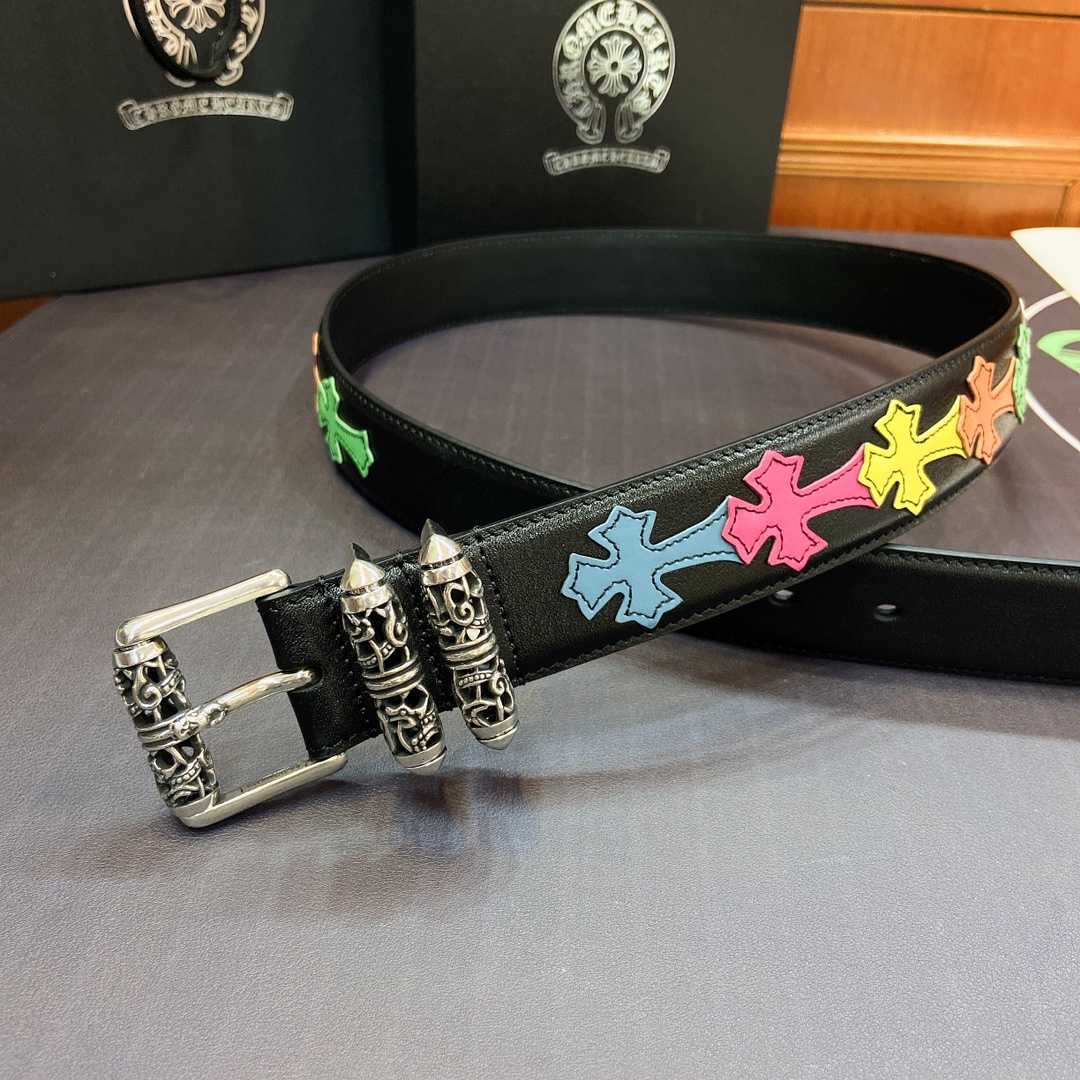 Chrome Hearts Leather Belt    3.8cm - FashionPlug