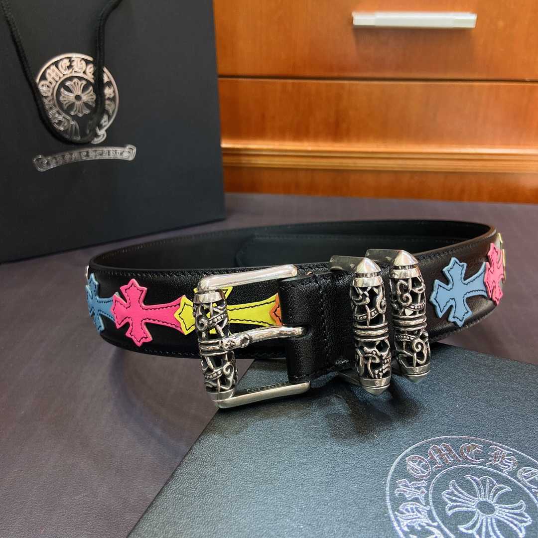 Chrome Hearts Leather Belt    3.8cm - FashionPlug
