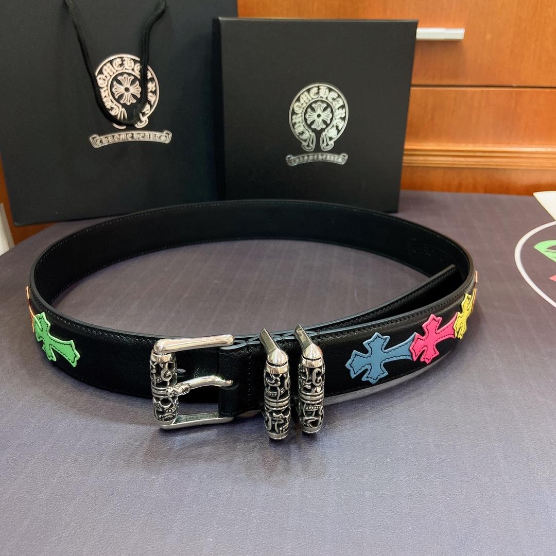 Chrome Hearts Leather Belt    3.8cm - FashionPlug