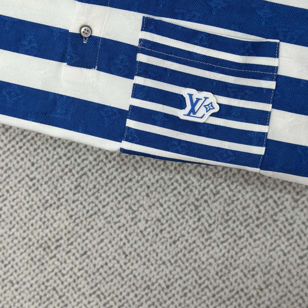 Louis Vuitton Monogram Striped Polo Shirt   1AHWB6 - FashionPlug