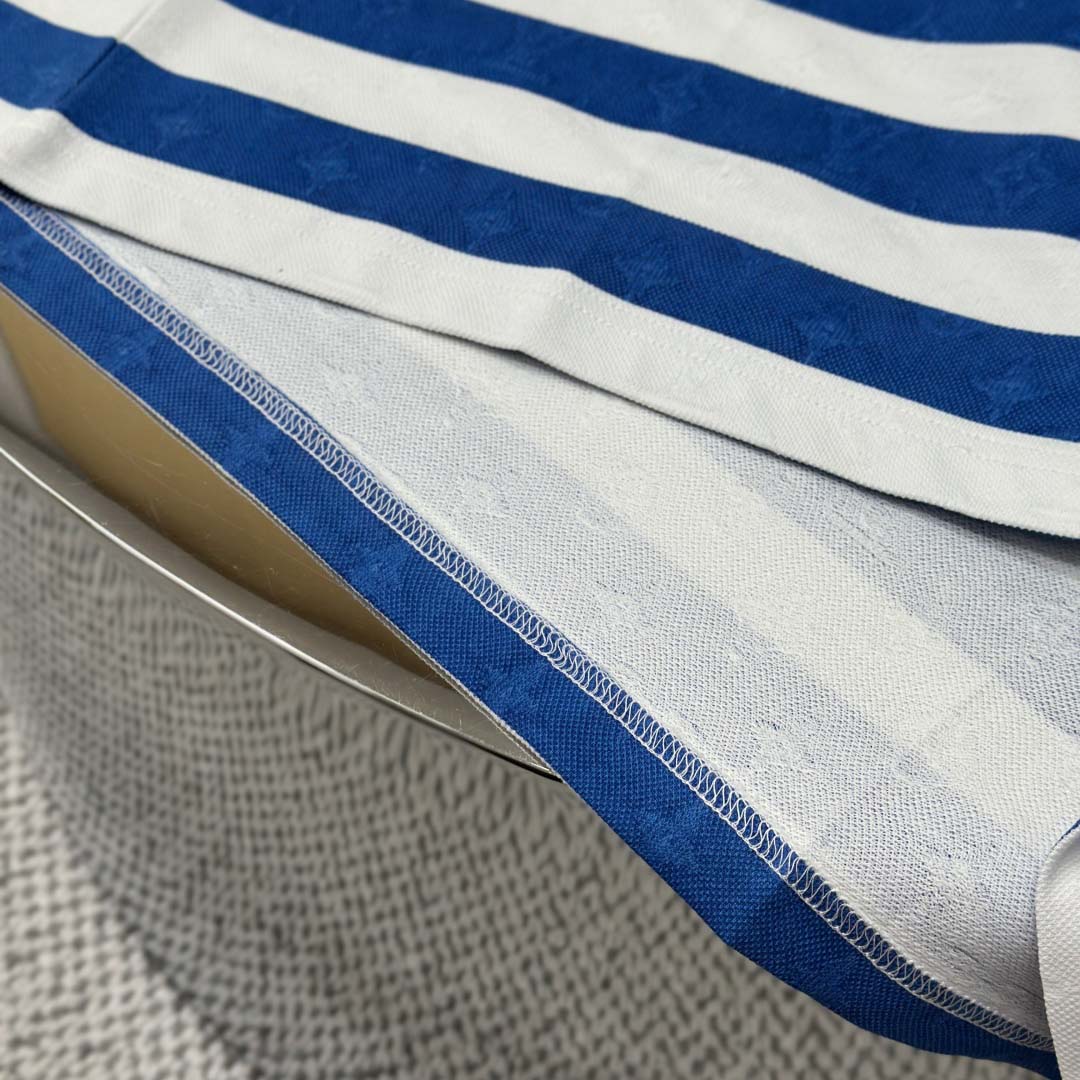 Louis Vuitton Monogram Striped Polo Shirt   1AHWB6 - FashionPlug