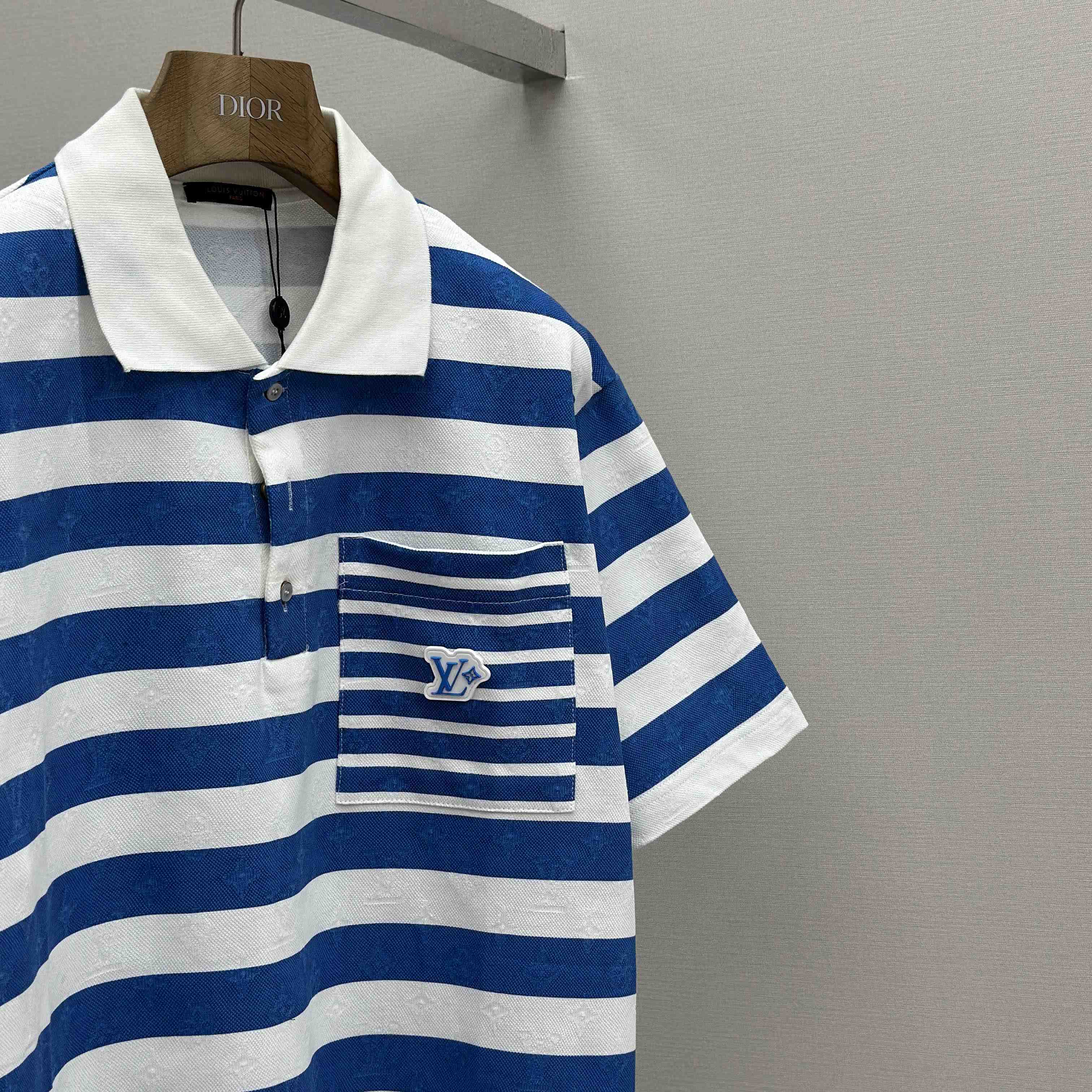 Louis Vuitton Monogram Striped Polo Shirt   1AHWB6 - FashionPlug