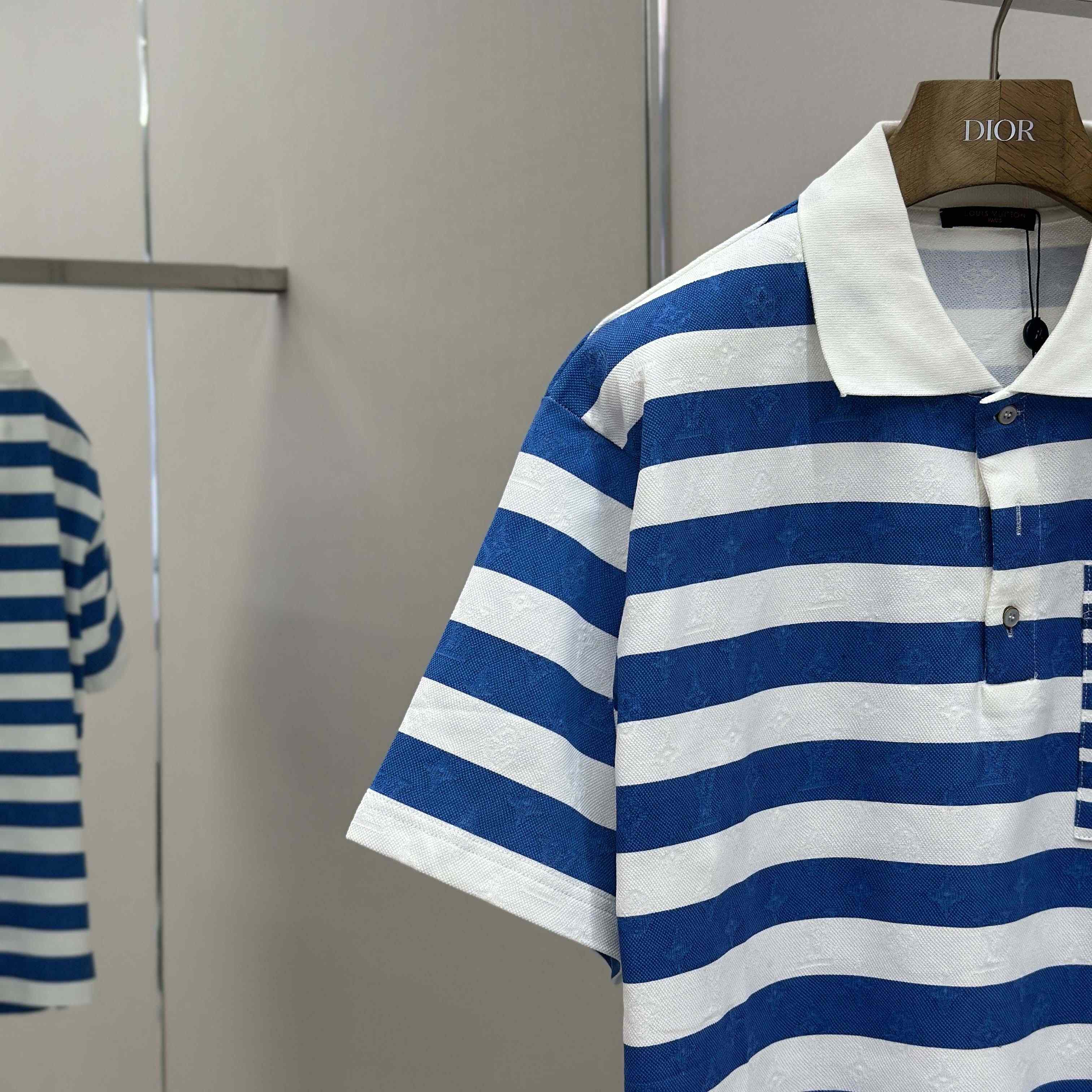 Louis Vuitton Monogram Striped Polo Shirt   1AHWB6 - FashionPlug