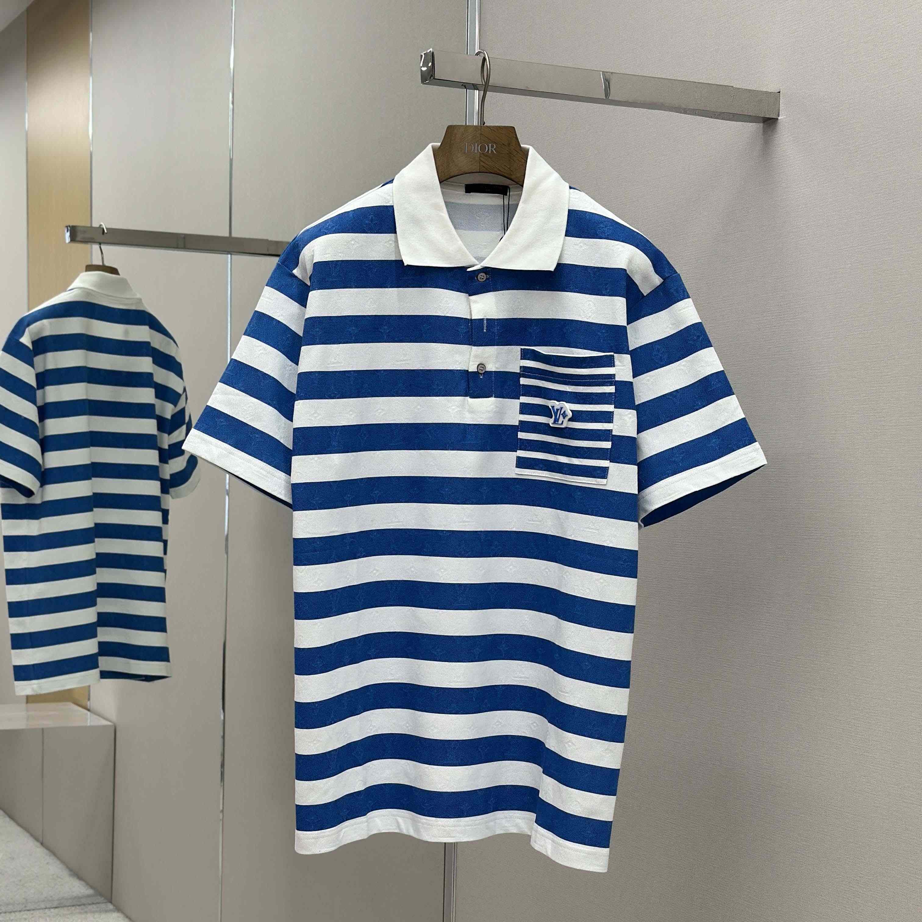 Louis Vuitton Monogram Striped Polo Shirt   1AHWB6 - FashionPlug