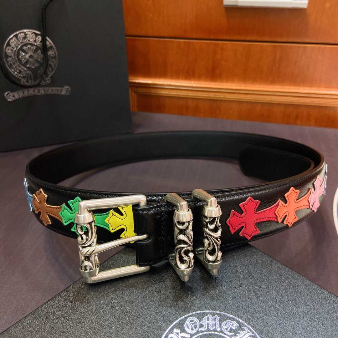 Chrome Hearts Leather Belt    3.8cm - FashionPlug
