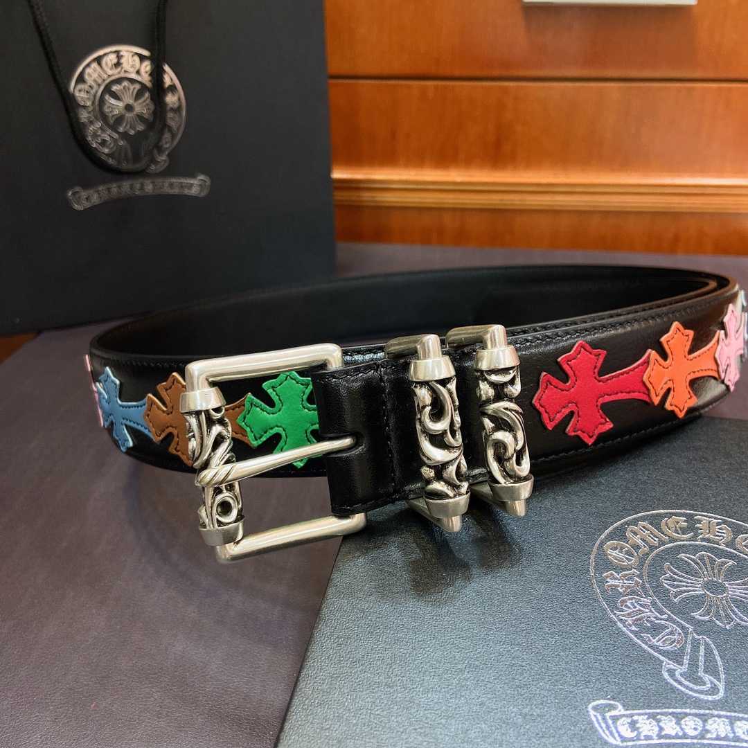 Chrome Hearts Leather Belt    3.8cm - FashionPlug
