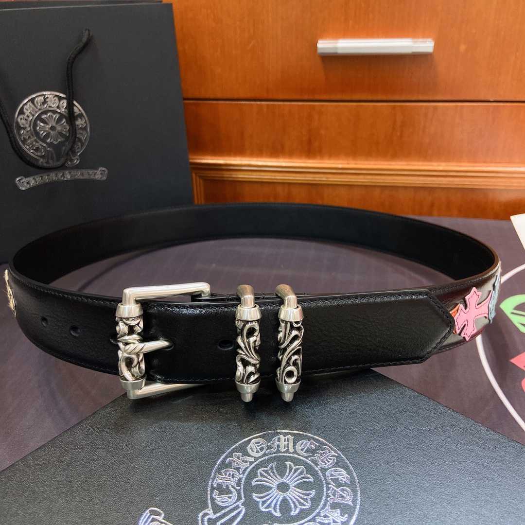 Chrome Hearts Leather Belt    3.8cm - FashionPlug