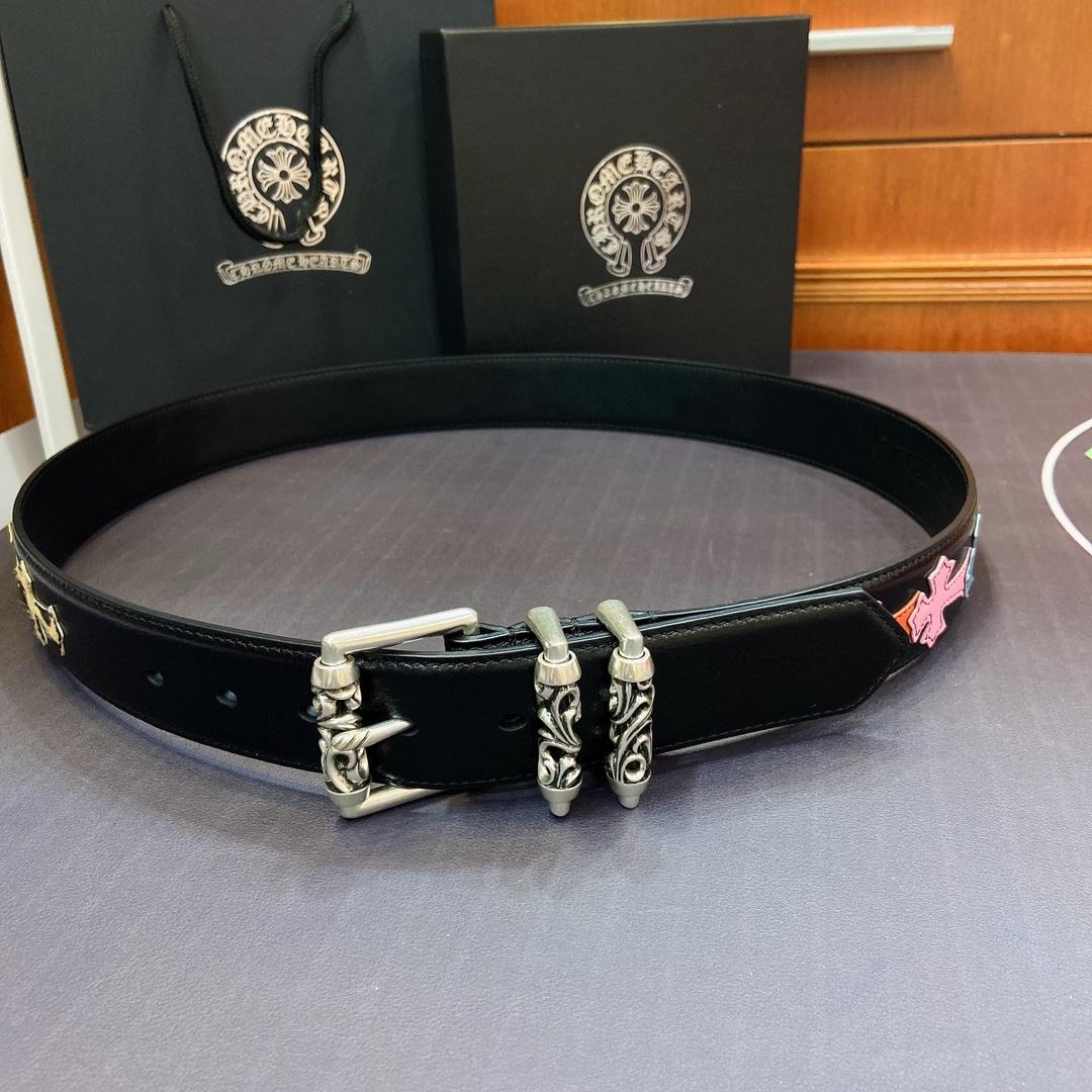 Chrome Hearts Leather Belt    3.8cm - FashionPlug