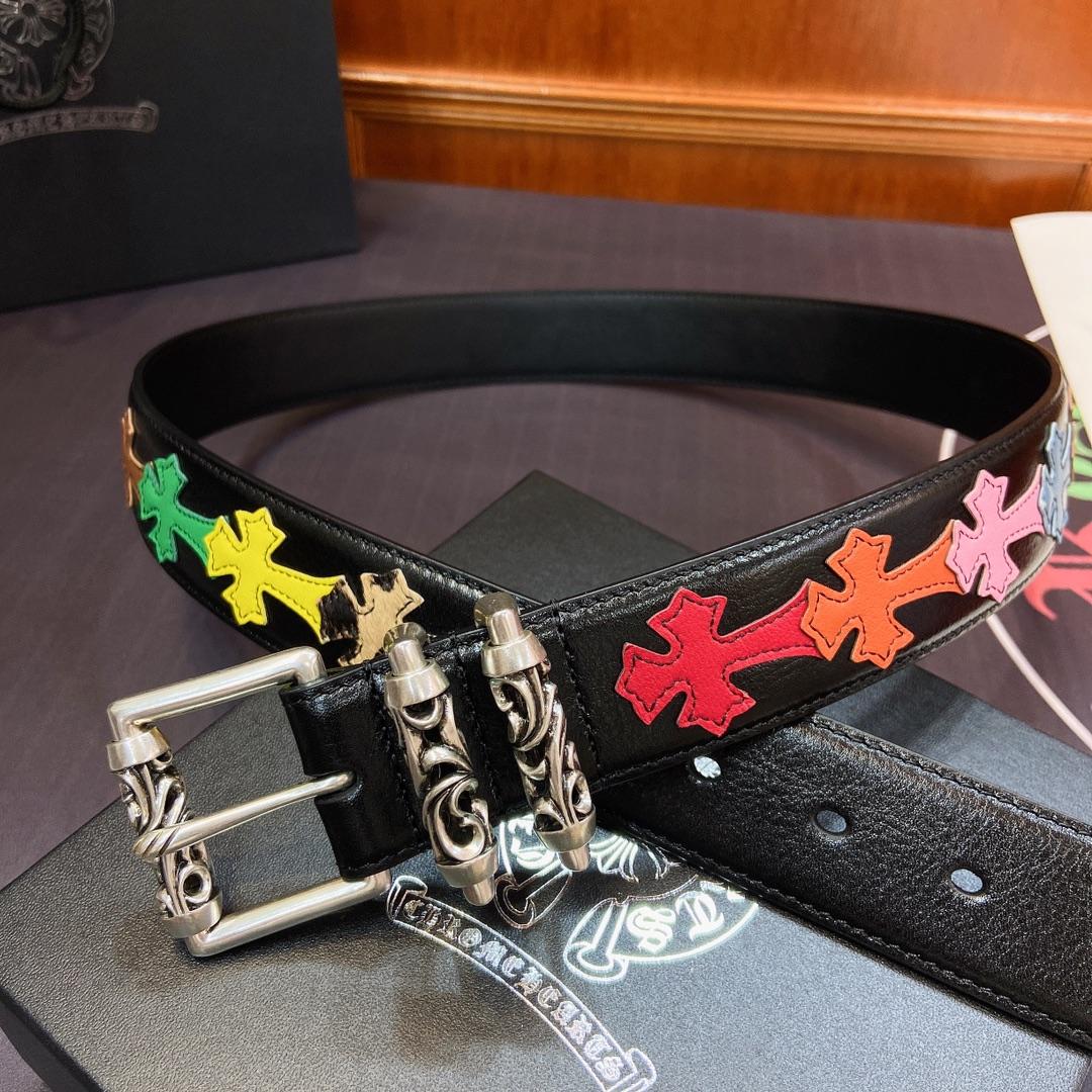 Chrome Hearts Leather Belt    3.8cm - FashionPlug
