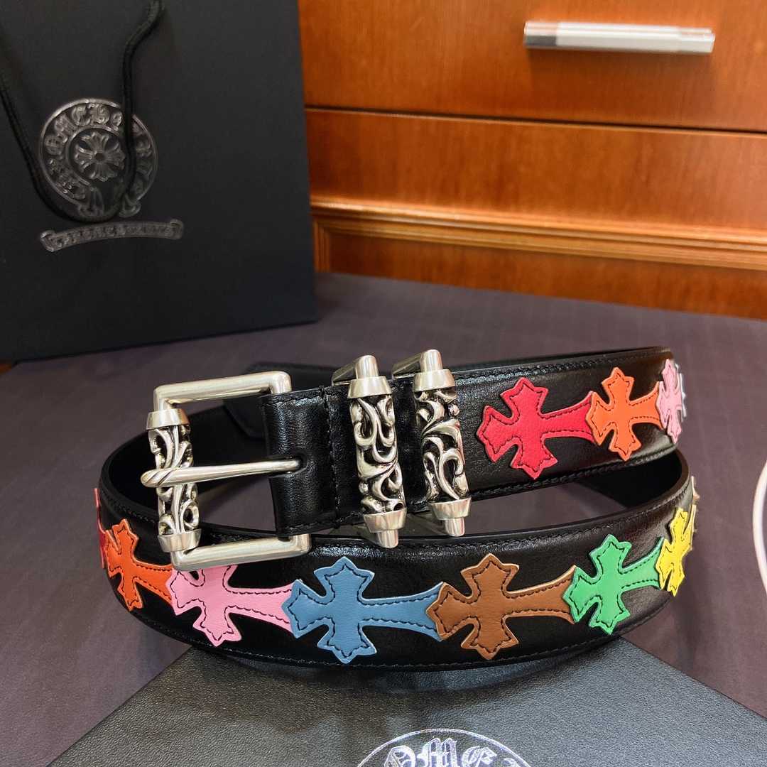 Chrome Hearts Leather Belt    3.8cm - FashionPlug