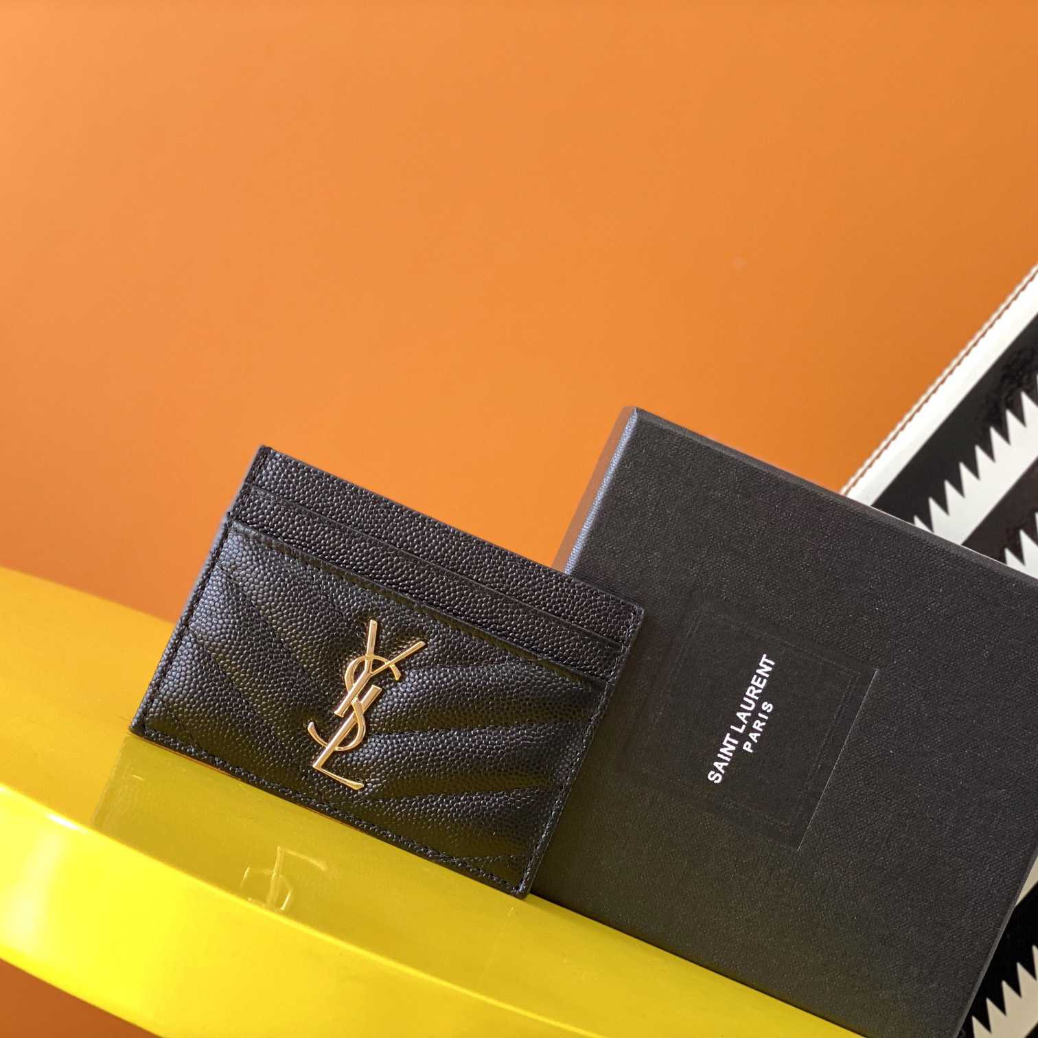 Saint Laurent Leather Card Wallet (10x7.5x0.5 cm) BB01  (50% Off Sale) - FashionPlug