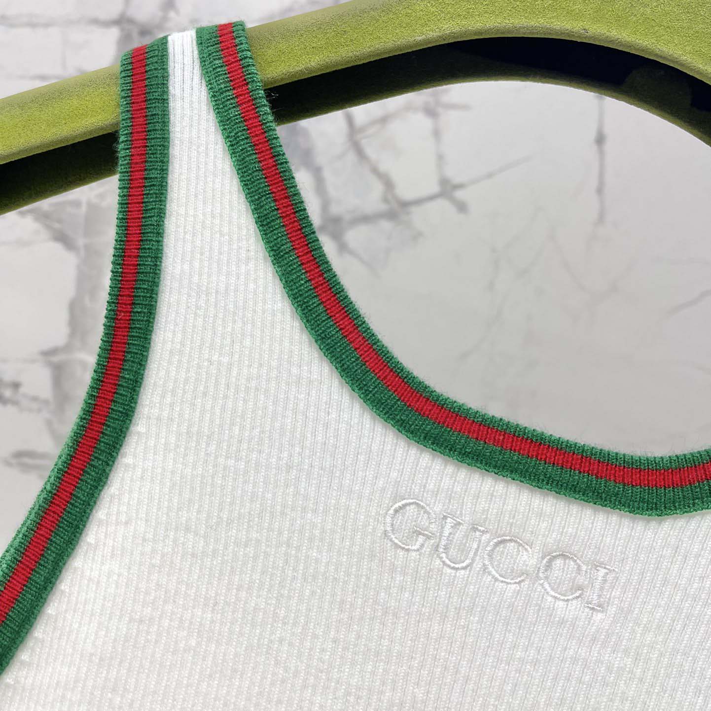 Gucci Cotton Rib Tank Top With Web - FashionPlug