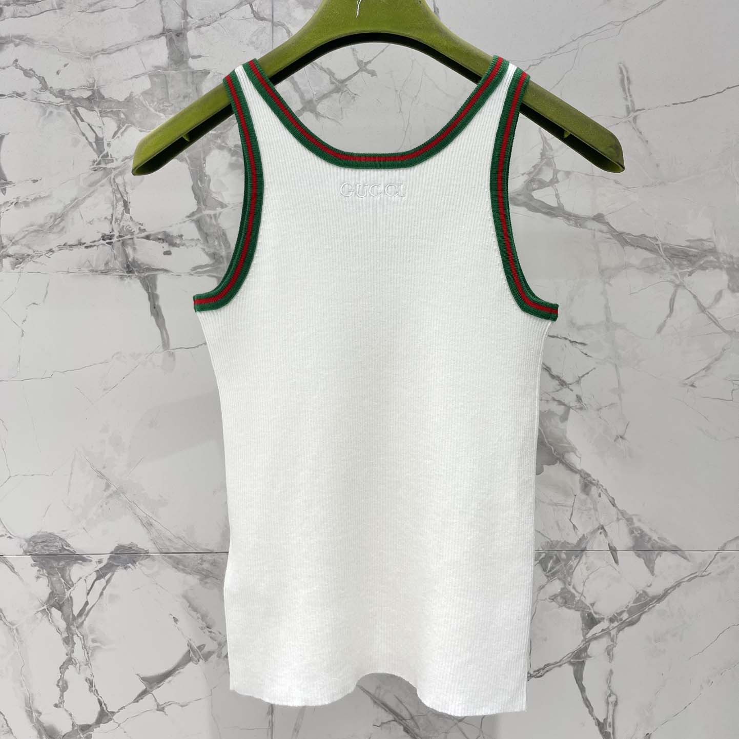 Gucci Cotton Rib Tank Top With Web - FashionPlug