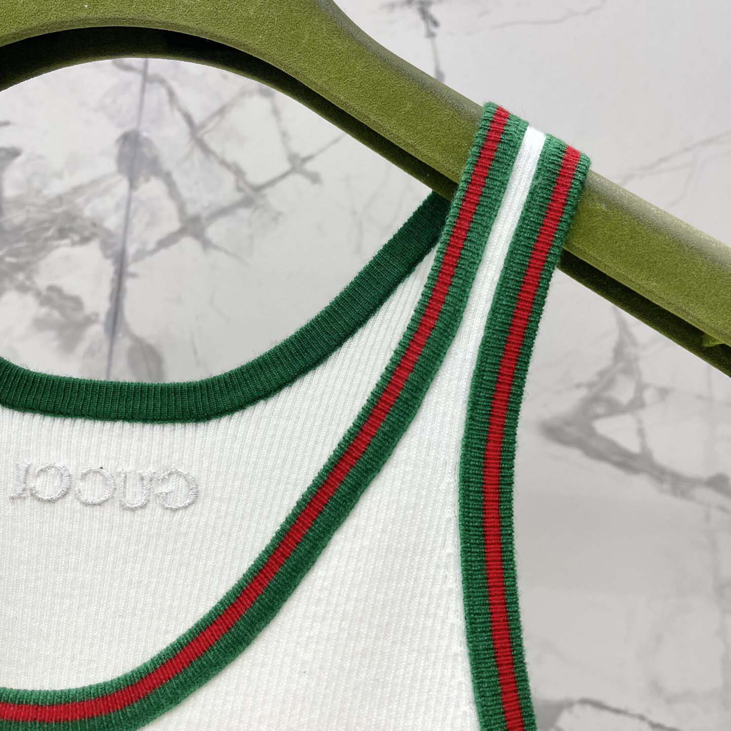 Gucci Cotton Rib Tank Top With Web - FashionPlug