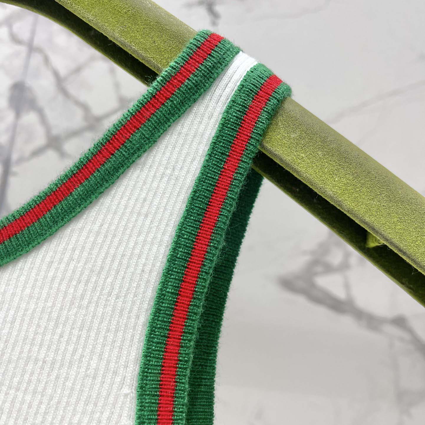 Gucci Cotton Rib Tank Top With Web - FashionPlug