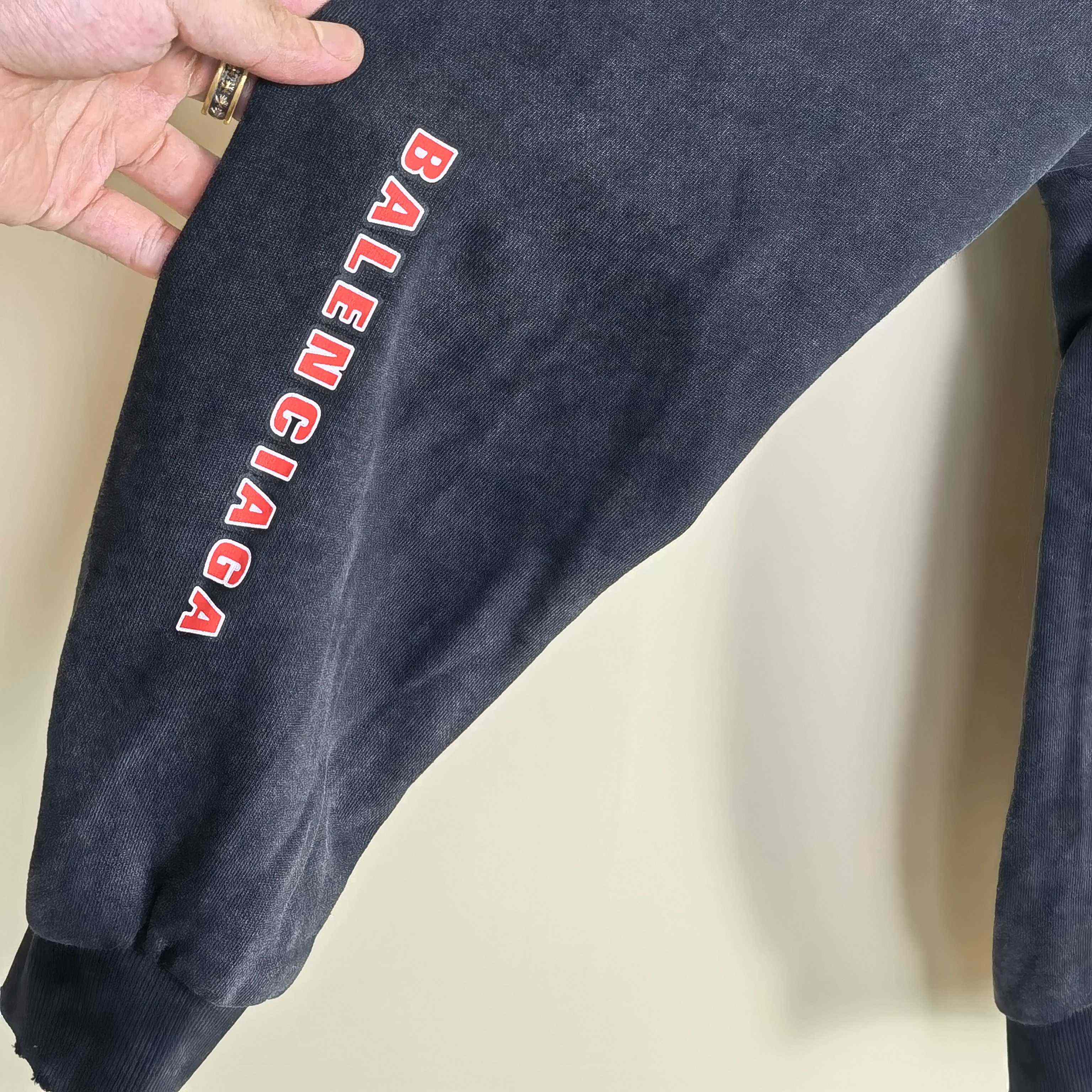 Balenciaga Sponsor Logos Large Zip-Up Hoodie In Faded Washed Black - FashionPlug