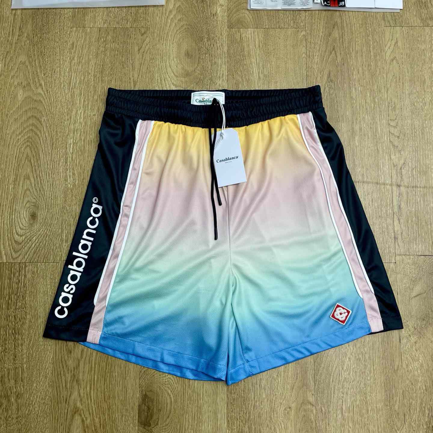 Casablanca Pastel Gradient Football Shorts   C1006 - FashionPlug