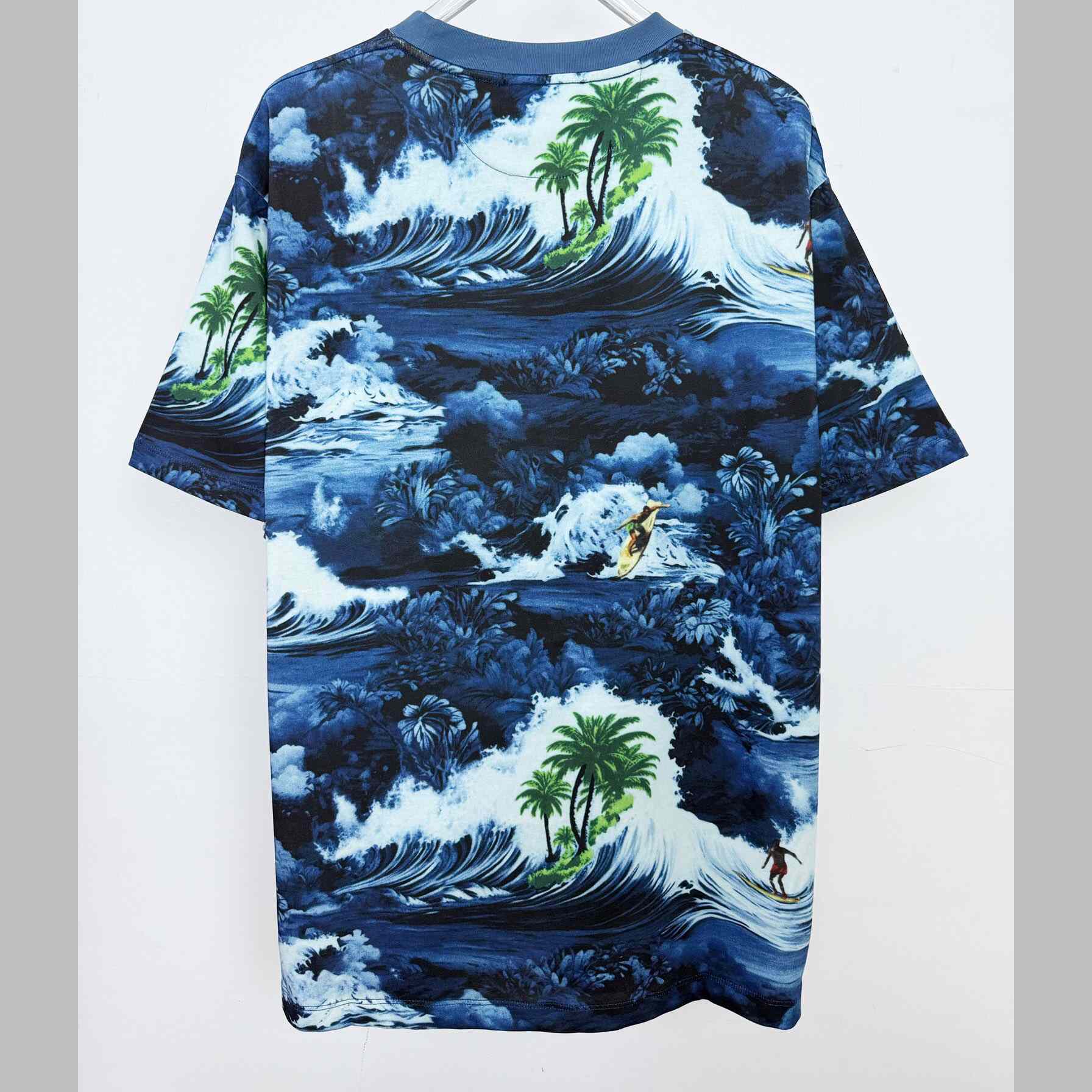 Louis Vuitton Printed Short-Sleeved Cotton T-Shirt   1AFRFH - FashionPlug
