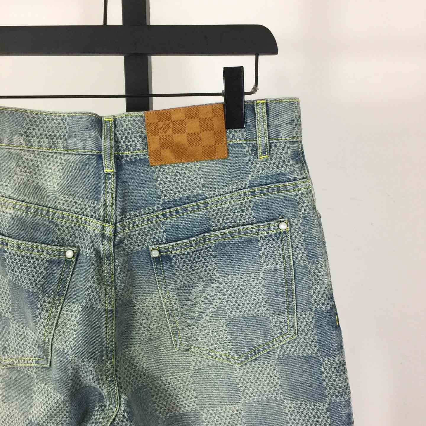 Louis Vuitton Damier 3D Light Denim Shorts   1AHVDS - FashionPlug