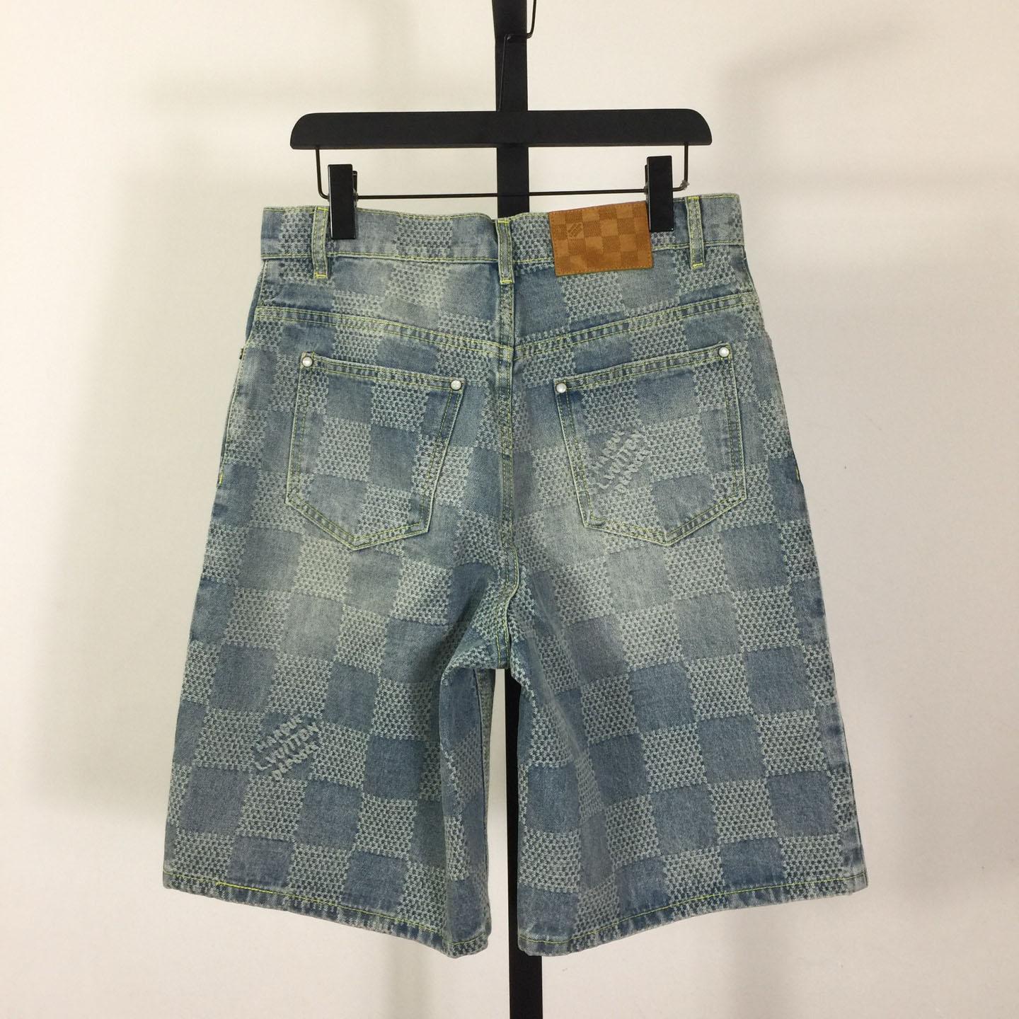 Louis Vuitton Damier 3D Light Denim Shorts   1AHVDS - FashionPlug