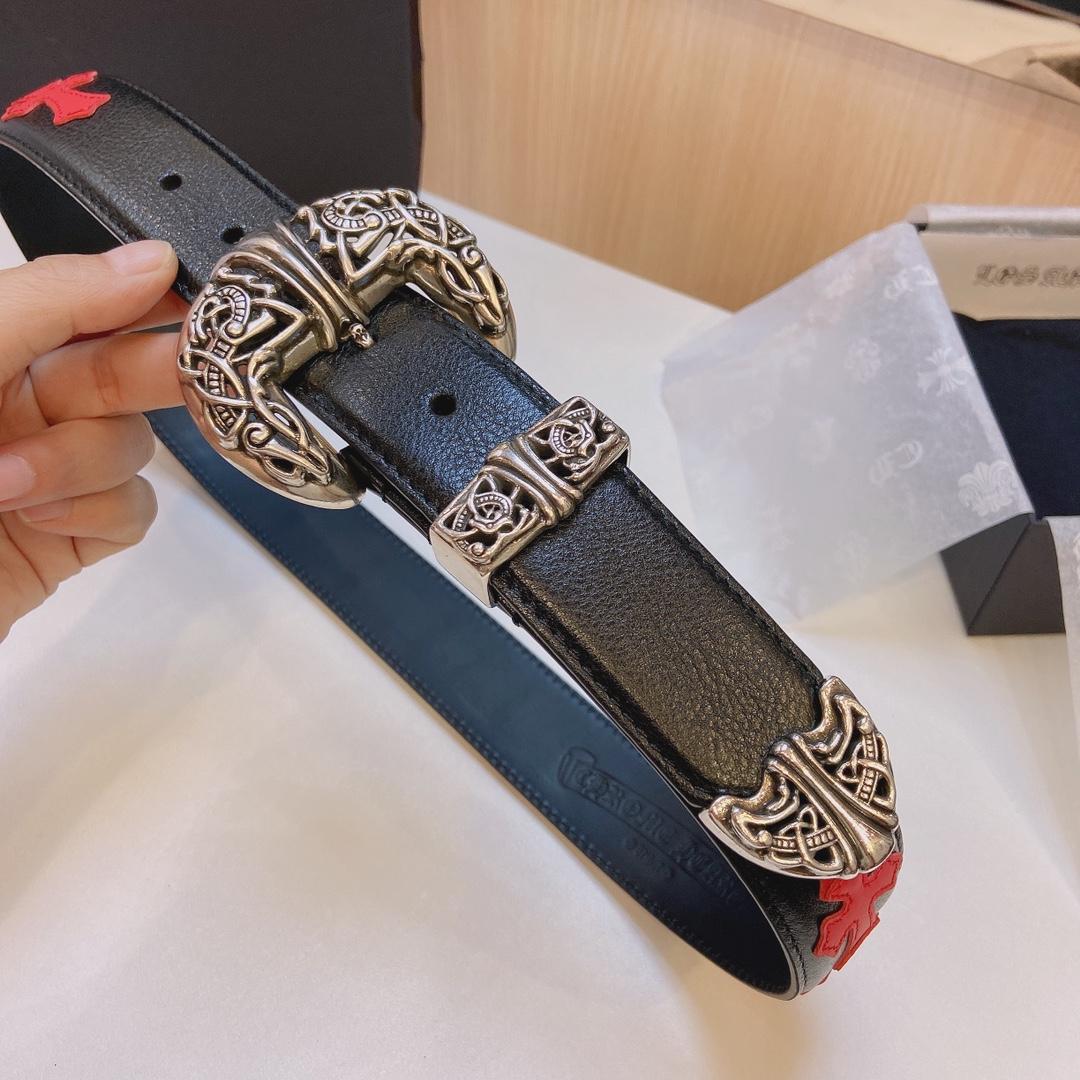 Chrome Hearts Leather Belt    3.8cm - FashionPlug