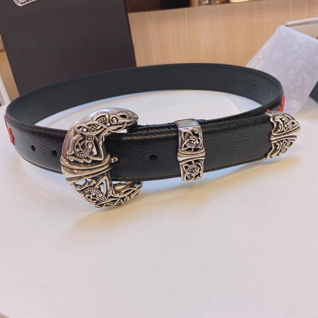 Chrome Hearts Leather Belt    3.8cm - FashionPlug