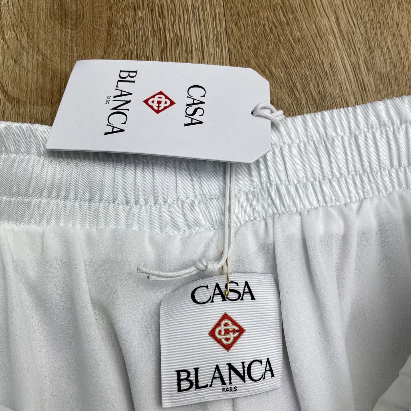 Casablanca White & Blue 'Casa Way' Skate Silk Shorts   CA3538 - FashionPlug