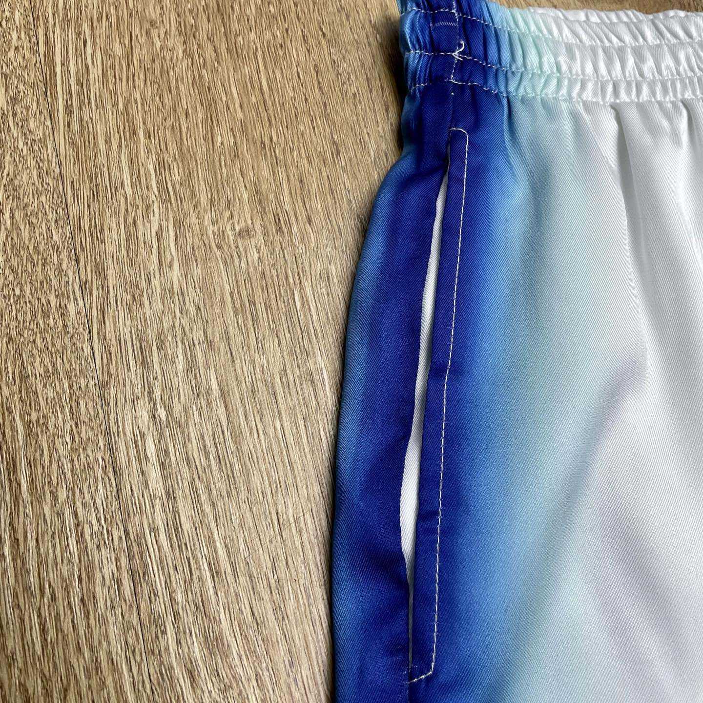 Casablanca White & Blue 'Casa Way' Skate Silk Shorts   CA3538 - FashionPlug