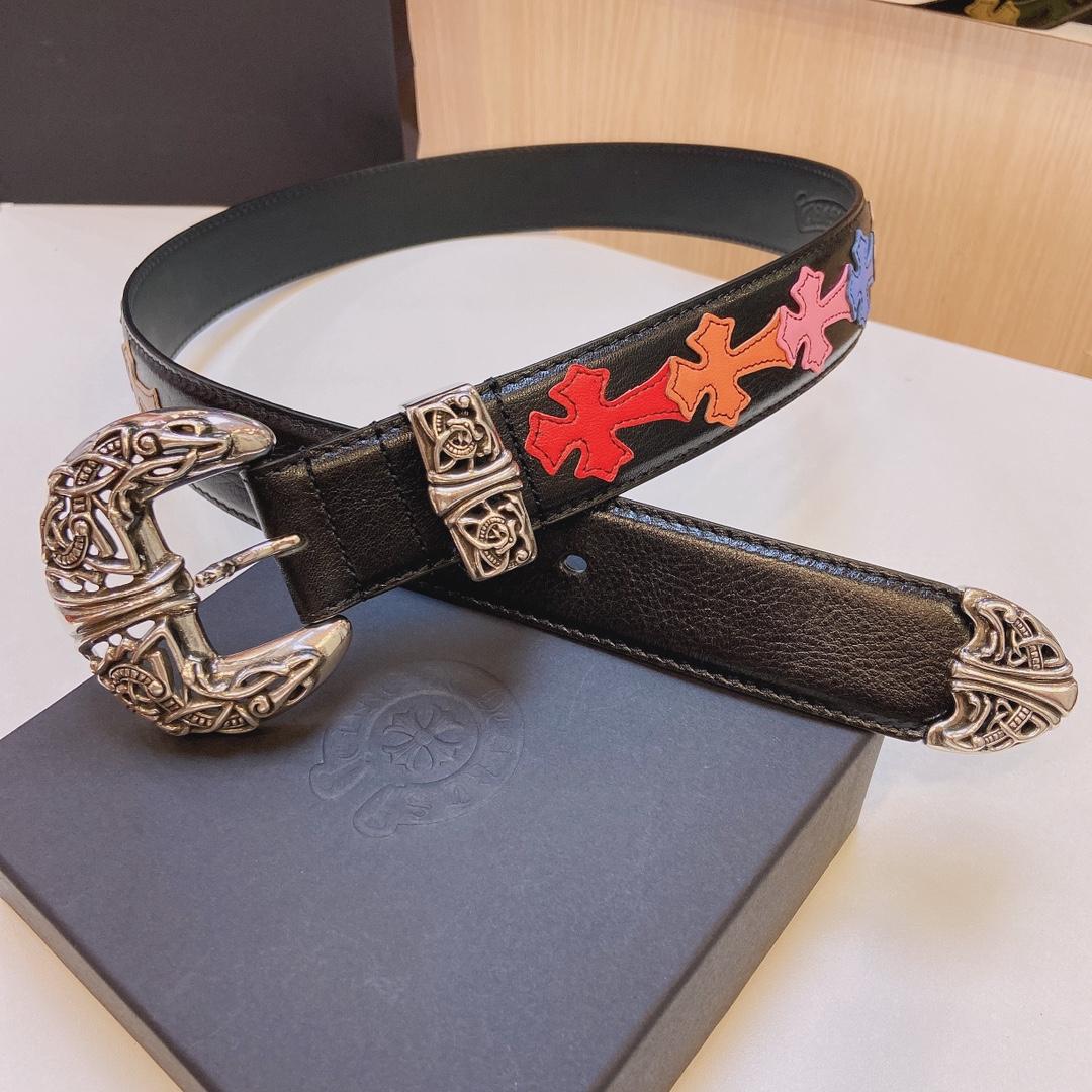 Chrome Hearts Leather Belt    3.8cm - FashionPlug