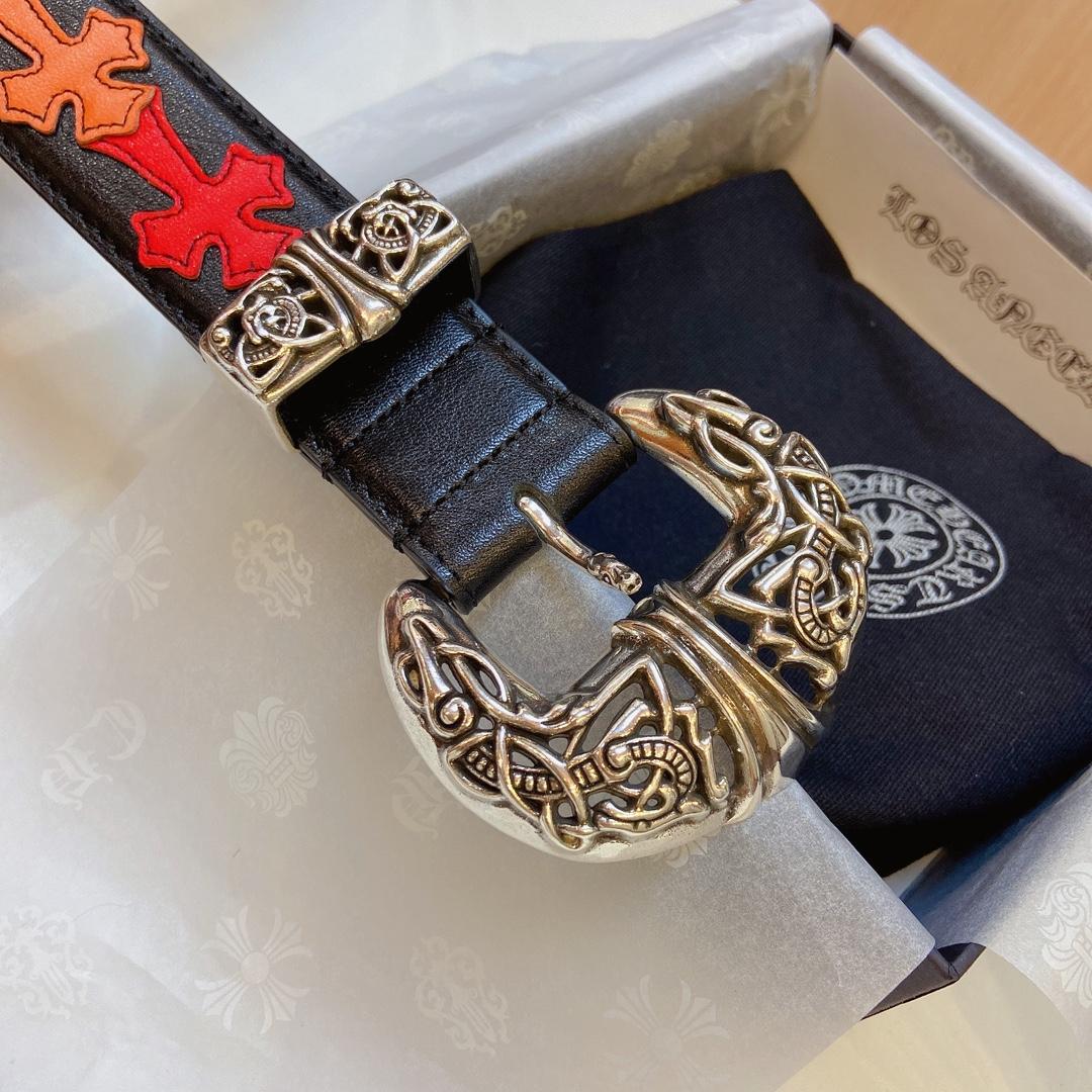 Chrome Hearts Leather Belt    3.8cm - FashionPlug