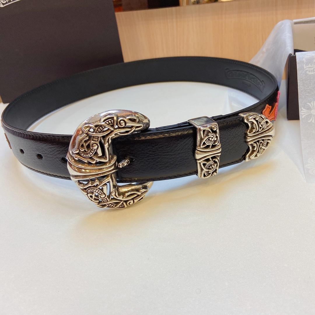 Chrome Hearts Leather Belt    3.8cm - FashionPlug