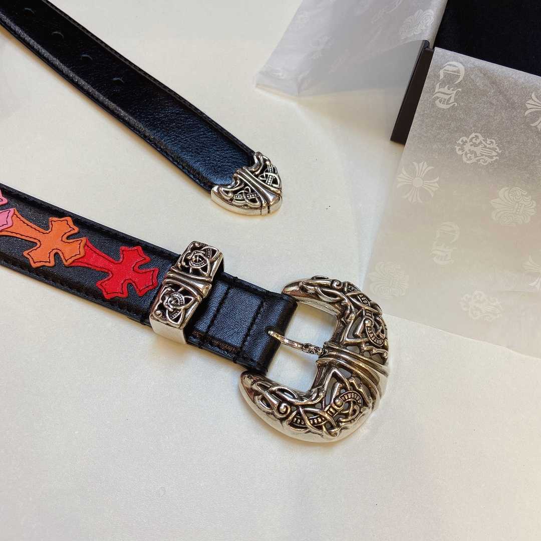 Chrome Hearts Leather Belt    3.8cm - FashionPlug