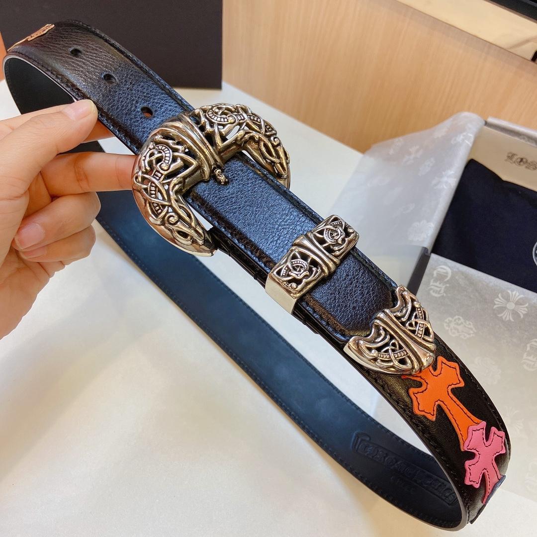 Chrome Hearts Leather Belt    3.8cm - FashionPlug