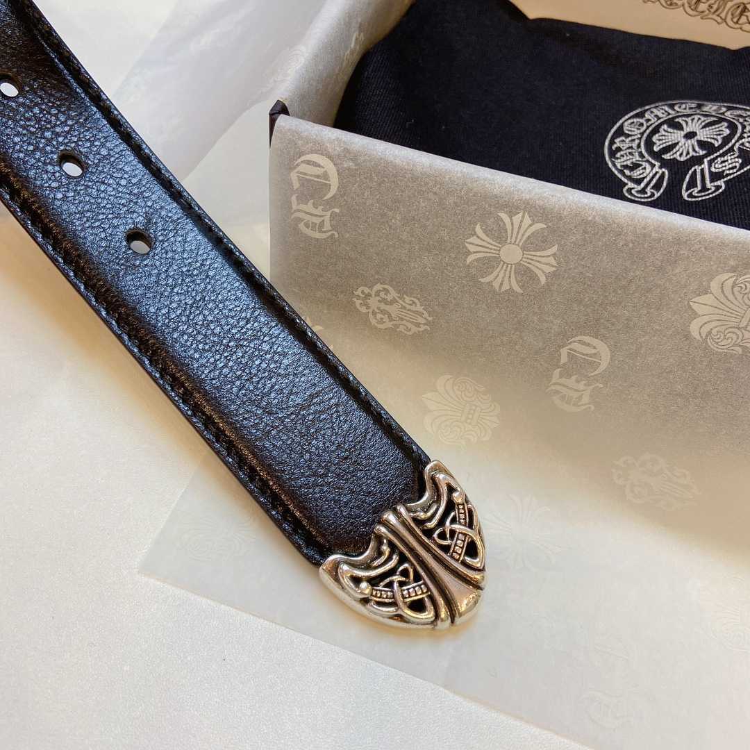 Chrome Hearts Leather Belt    3.8cm - FashionPlug