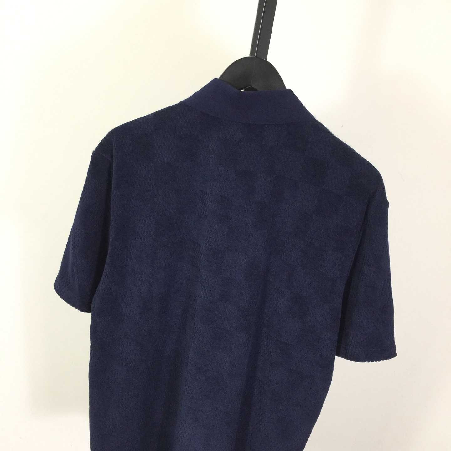Louis Vuitton Damier French Terry Short-Sleeved Cotton-Blend Shirt   1AGK51 - FashionPlug