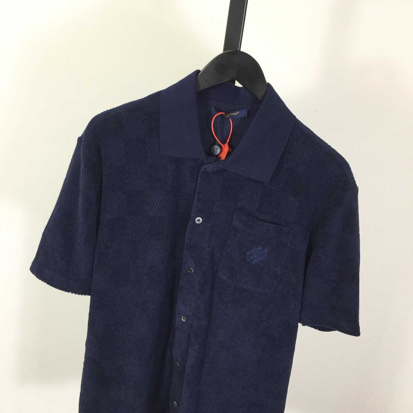 Louis Vuitton Damier French Terry Short-Sleeved Cotton-Blend Shirt   1AGK51 - FashionPlug