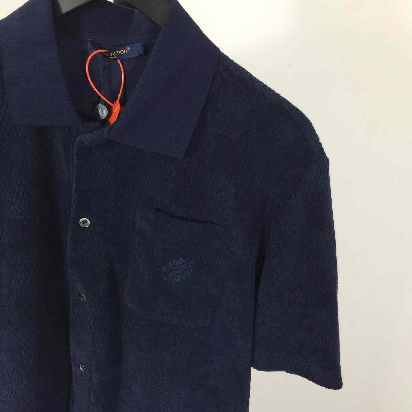 Louis Vuitton Damier French Terry Short-Sleeved Cotton-Blend Shirt   1AGK51 - FashionPlug