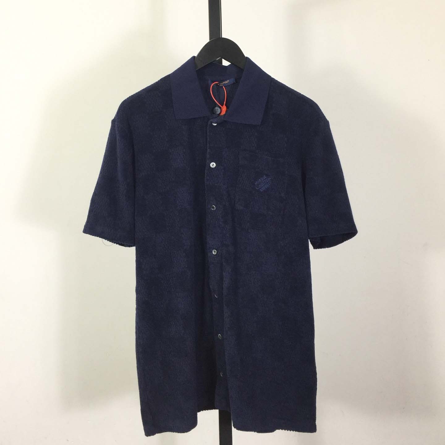 Louis Vuitton Damier French Terry Short-Sleeved Cotton-Blend Shirt   1AGK51 - FashionPlug
