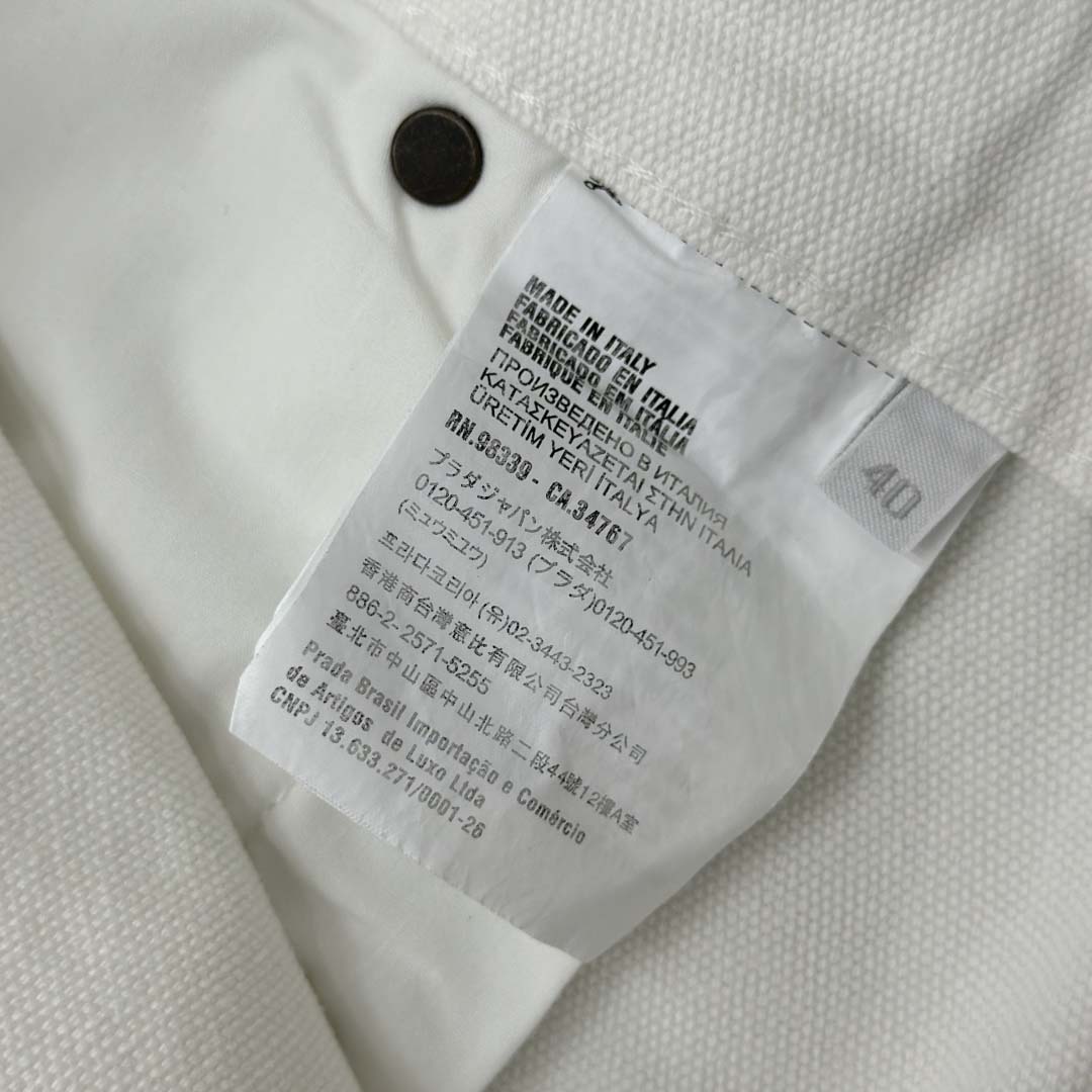 Prada White Old Canvas Pants - FashionPlug