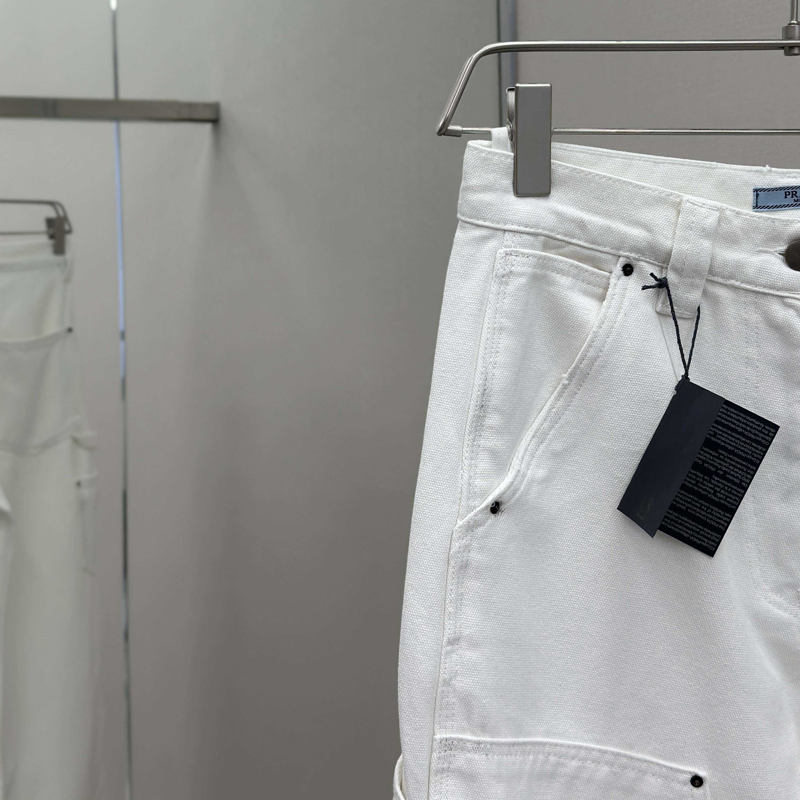 Prada White Old Canvas Pants - FashionPlug