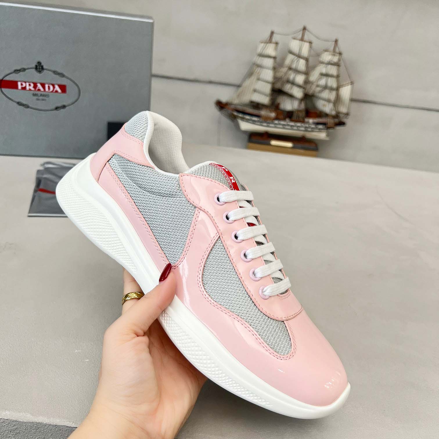 Prada America's Cup Biker Fabric Sneakers - FashionPlug