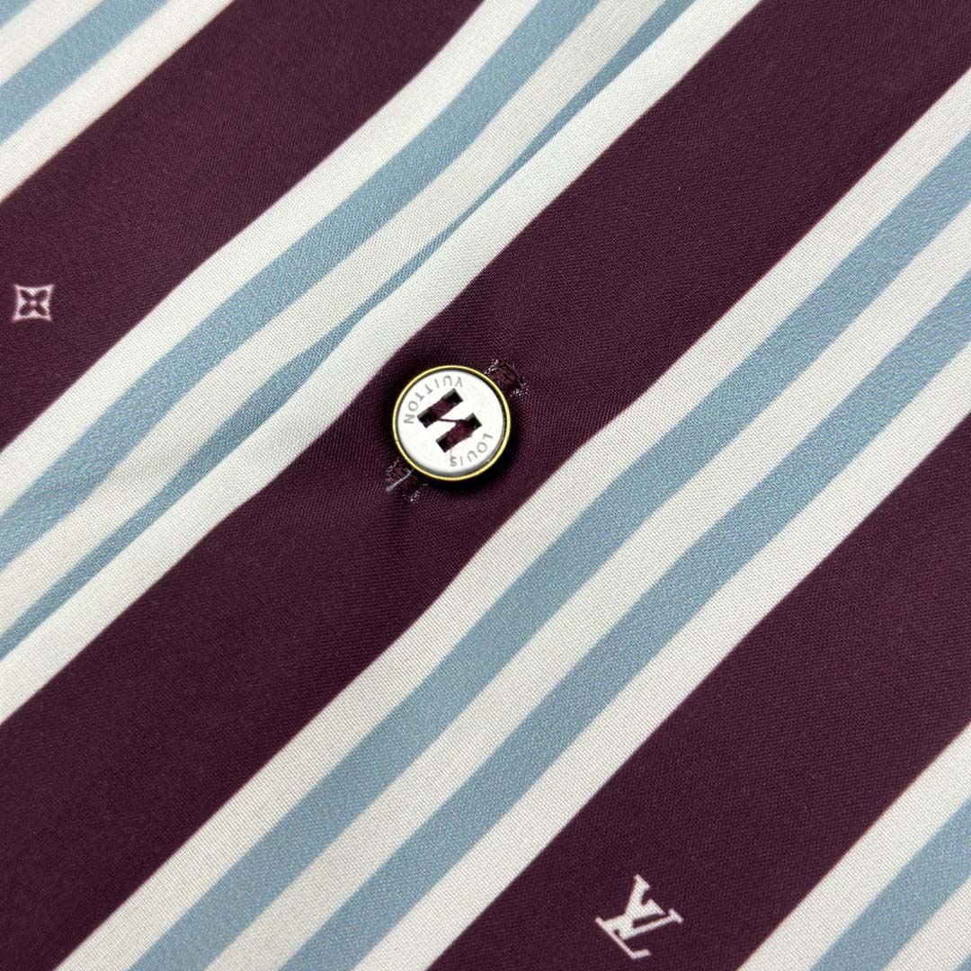 Louis Vuitton Striped Short-Sleeved Shirt   1AHVWE - FashionPlug
