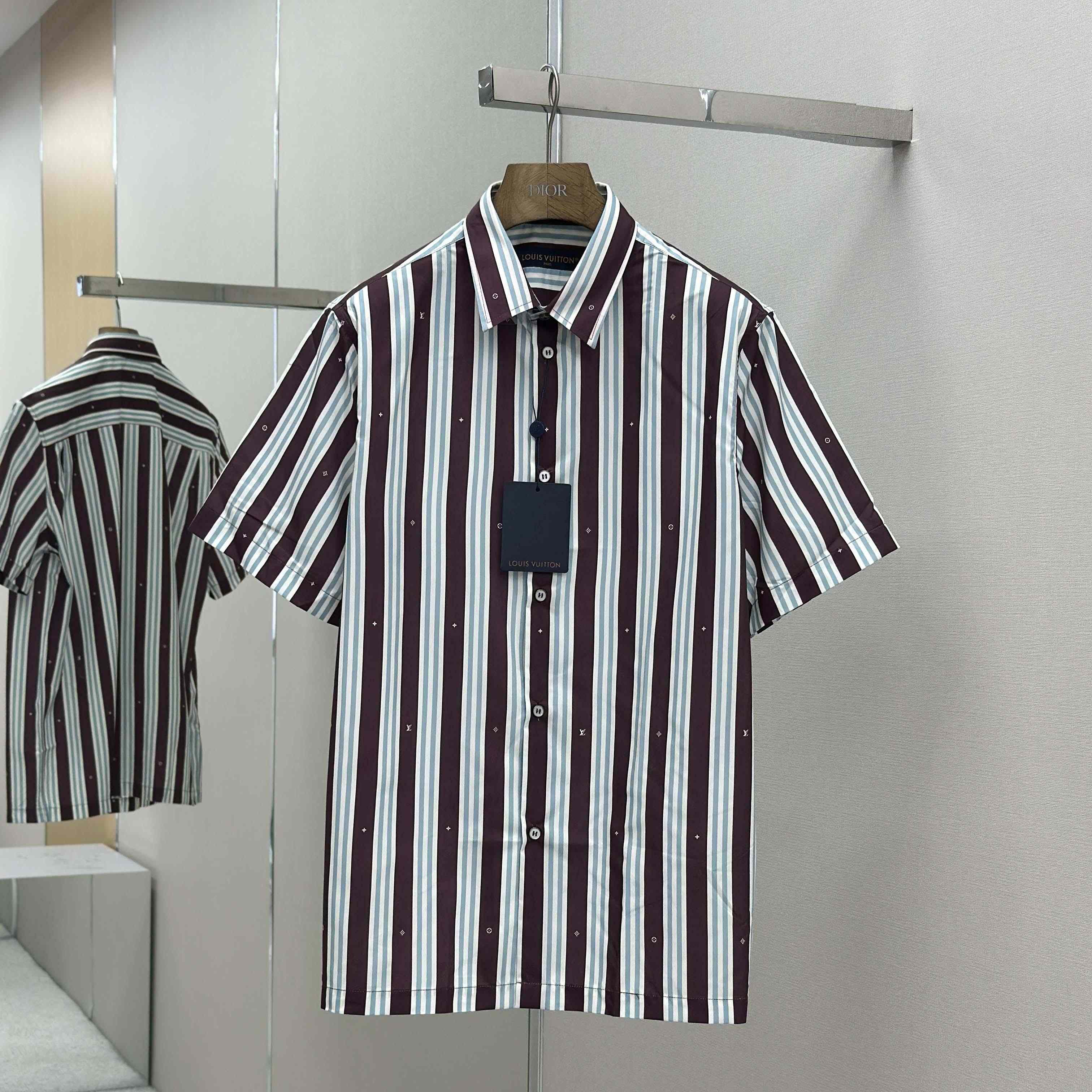 Louis Vuitton Striped Short-Sleeved Shirt   1AHVWE - FashionPlug