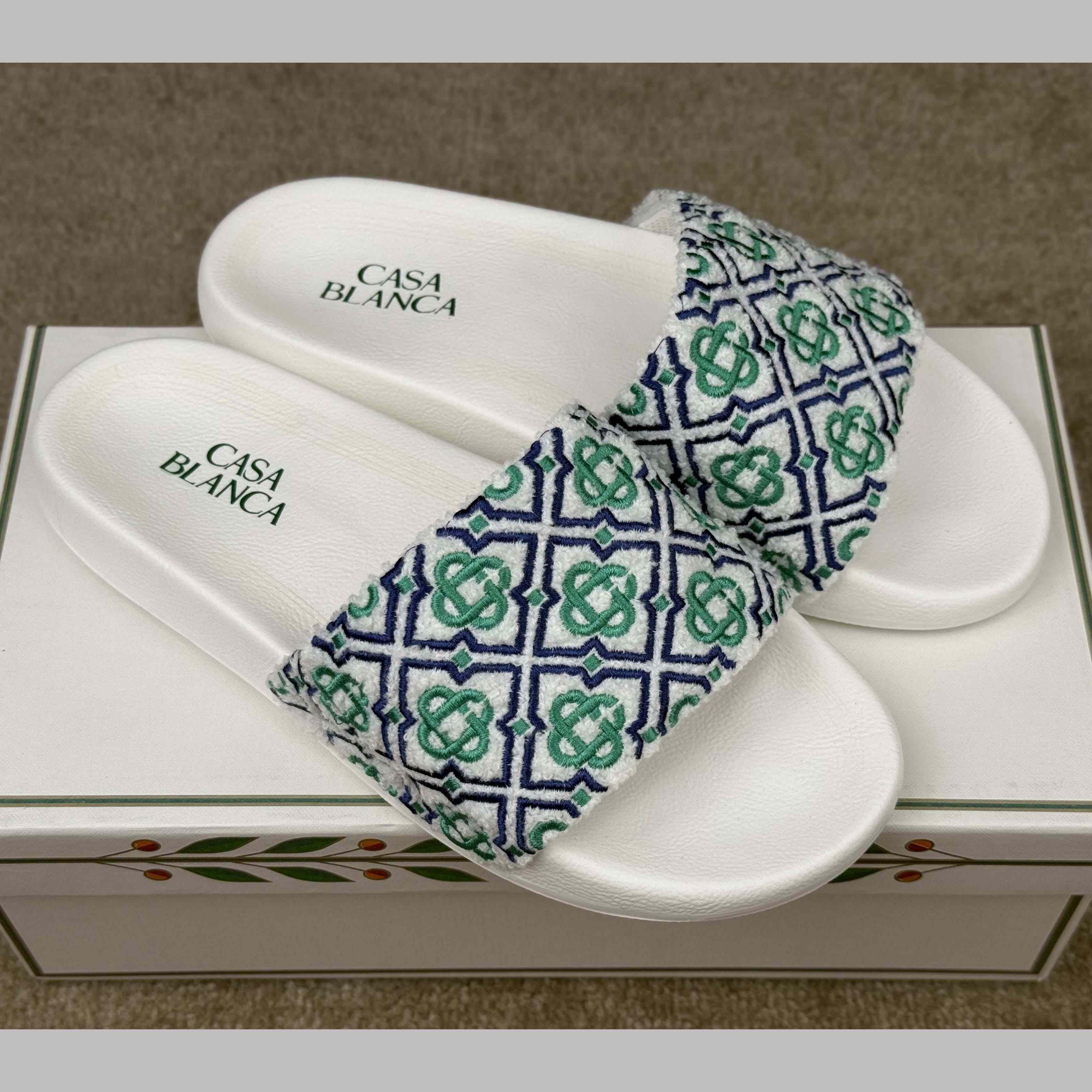 Casablanca Embroidered-monogram Slides - FashionPlug